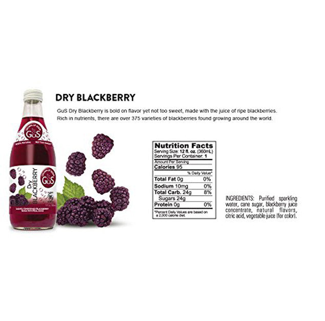 GUS Soda - Dry Blackberry - 12 oz (9 Glass Bottles)