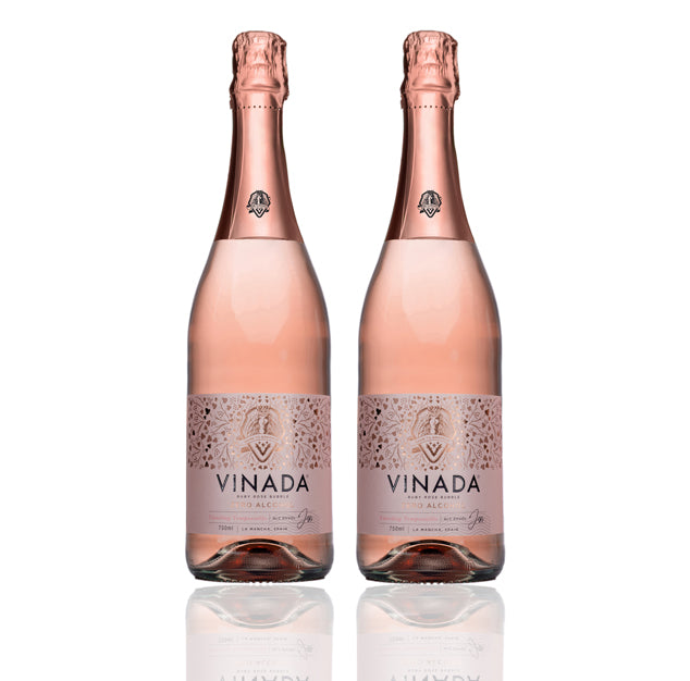 VINADA - Sparkling Rose - Zero Alcohol Wine - 750 mL (8 Glass Bottles)