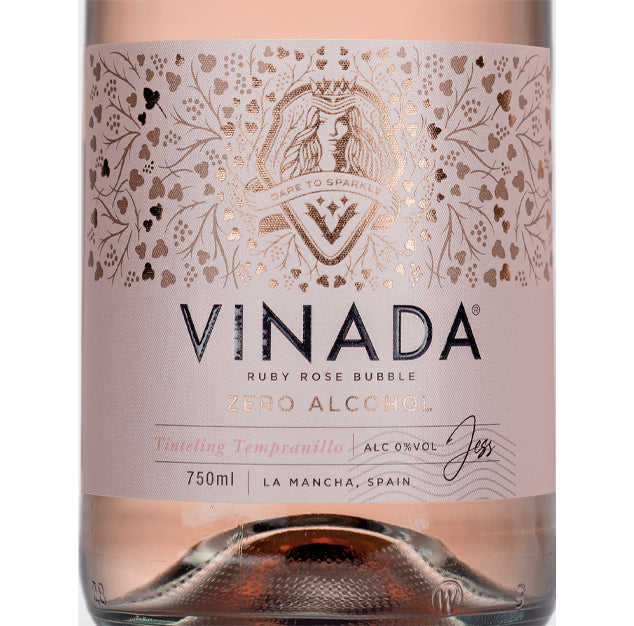 VINADA - Sparkling Rose - Zero Alcohol Wine - 750 mL (3 Glass Bottles)