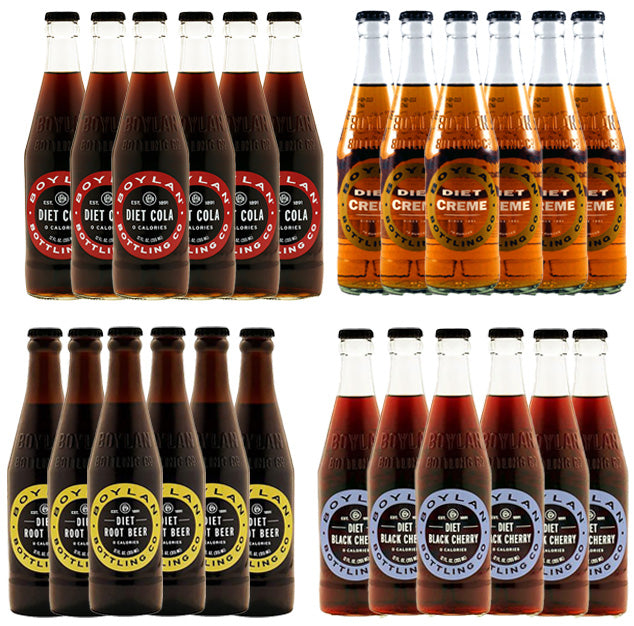 Boylan - Diet Soda Variety Pack - 12 oz (24 Glass Bottles)