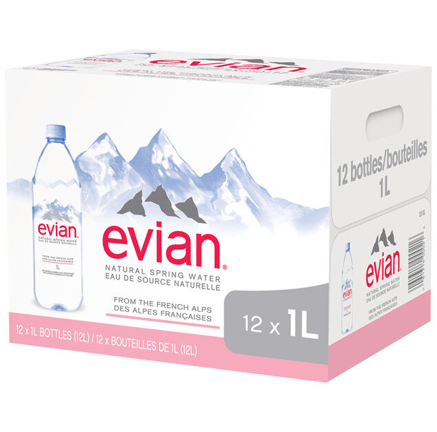 Evian - Spring Water - 1 L (12 Plastic Bottles)