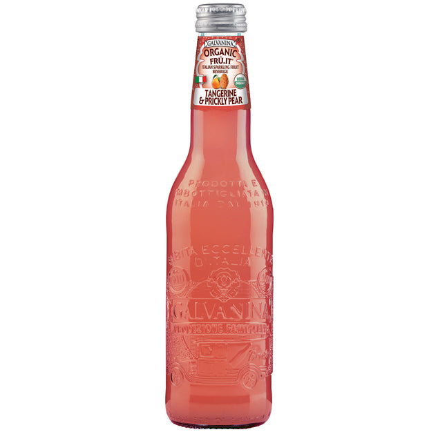 Galvanina - Organic Italian Soda Tangerine and Prickly Pear - 12 oz (12 Glass Bottles)