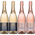 VINADA - Crispy Chardonnay and Sparkling Rose Variety Pack - Zero Alcohol Wine - 750 ml (4 Glass Bottles)
