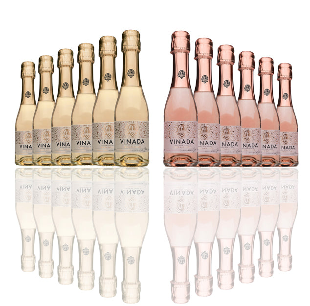 VINADA - Sparkling Gold & Rose Mini Variety Pack - Zero Alcohol - 200 mL (12 Glass Bottles)