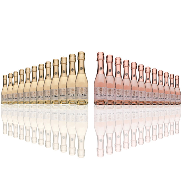 VINADA - Sparkling Gold & Rose Mini Variety Pack - Zero Alcohol - 200 mL (24 Glass Bottles)