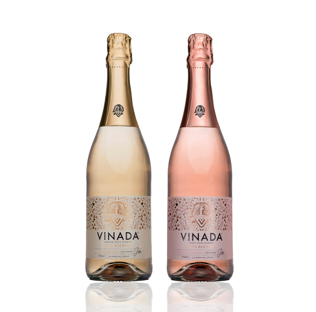 VINADA - Sparkling Gold and Sparkling Rose Variety Pack - Zero Alcohol Wine - 750 mL (2 Glass Bottles)