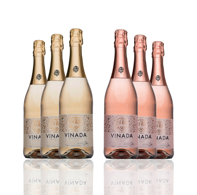 VINADA - Sparkling Gold & Rose Variety Pack  - Zero Alcohol Wine - 750 mL (6 Glass Bottles)