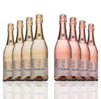 VINADA - Sparkling Gold and Sparkling Rose Variety Pack - Zero Alcohol Wine - 750 mL (8 Glass Bottles)