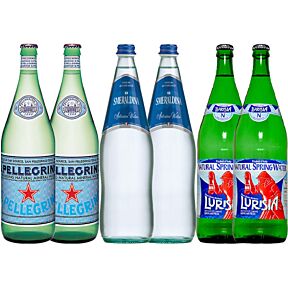 Italian Water Variety Pack Sampler - Sparkling Water - 1 L (6 Glass Bottles)