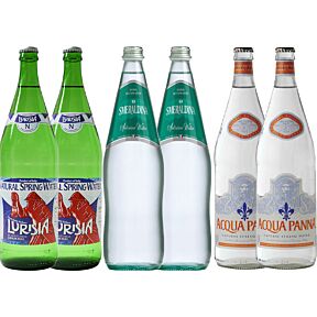 Italian Water Variety Pack Sampler - Still (Non-Sparkling) Our Top Glass Bottled Water Brands - Water - 1 L (6 Glass Bottles)