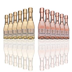 Vinada - Sparkling Gold & Rose Mini Variety Pack - Zero Alcohol - 200 mL (12 Glass Bottles)
