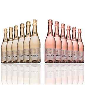 Vinada - Sparkling Gold & Rose Variety Pack - Zero Alcohol Wine - 750 mL (12 Glass Bottles)