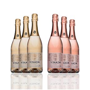 Vinada - Sparkling Gold & Rose Variety Pack  - Zero Alcohol Wine - 750 mL (6 Glass Bottles)