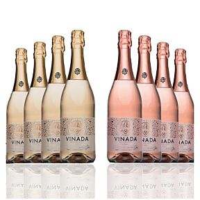 Vinada - Sparkling Gold & Rose Variety Pack - Zero Alcohol Wine - 750 mL (8 Glass Bottles)