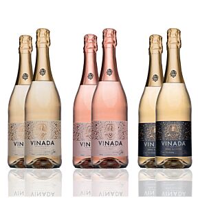 Vinada - Crispy Chardonnay, Sparkling Gold, Sparkling Rosé Variety Pack (Zero Alcohol) - 750 ml (6 Glass Bottles)