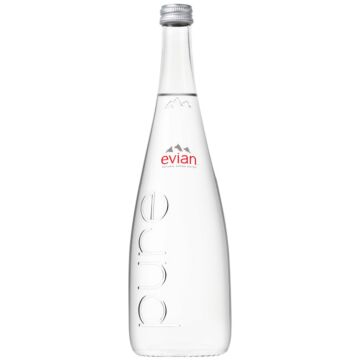 Evian - Natural Spring Water - 750 ml (12 Glass Bottles)