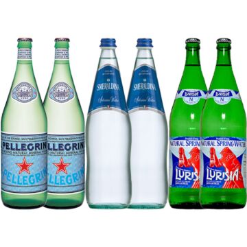 Italian Water Variety Pack Sampler - Sparkling Water - 1 L (6 Glass Bottles)
