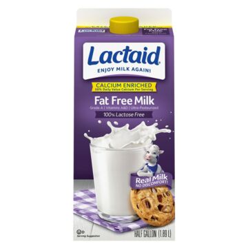 Lactaid - 100% Calcium Fat Free - 0.5 Gal (1 Paper Carton)