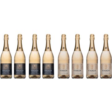 VINADA - Crispy Chardonnay and Sparkling Gold Variety Pack - Zero Alcohol Wine - 750 ml (8 Glass Bottles)
