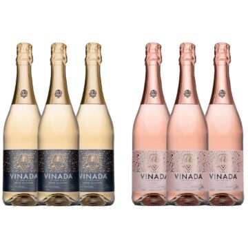 VINADA - Crispy Chardonnay and Sparkling Rosé Variety Pack - Zero Alcohol Wine - 750 ml (6 Glass Bottles)