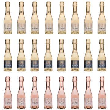 Vinada - Crispy Chardonnay, Sparkling Gold, Sparkling Rosé Variety Pack (Zero Alcohol) - 200 ml (24 Glass Bottles)