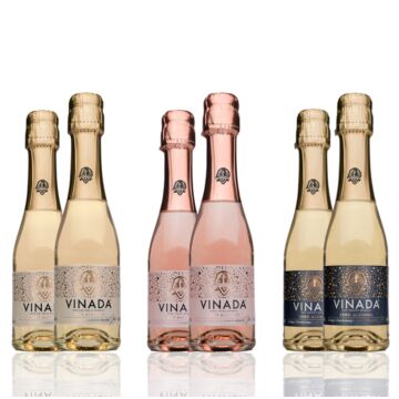 Vinada - Crispy Chardonnay, Sparkling Gold, Sparkling Rosé Variety Pack (Zero Alcohol) - 200 ml (6 Glass Bottles)