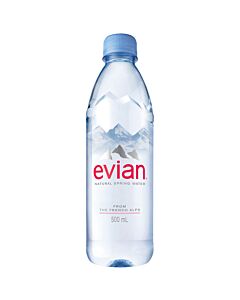 Evian - Spring Water - 500 ml (24 Plastic Bottles)