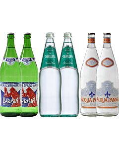 Italian Water Variety Pack Sampler - Still (Non-Sparkling) Our Top Glass Bottled Water Brands - Water - 1 L (6 Glass Bottles)