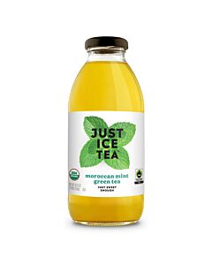 Just Ice Tea - Moroccan Mint Green Tea (Just Sweet Enough) - 16 oz (12 Glass Bottles)
