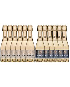 VINADA - Crispy Chardonnay and Sparkling Gold Variety Pack - Zero Alcohol Wine - 200 ml (12 Glass Bottles)

