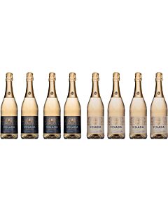VINADA - Crispy Chardonnay and Sparkling Gold Variety Pack - Zero Alcohol Wine - 750 ml (8 Glass Bottles)

