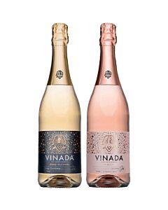VINADA - Crispy Chardonnay and Sparkling Rosé Variety Pack - Zero Alcohol Wine - 750 ml (2 Glass Bottles)
