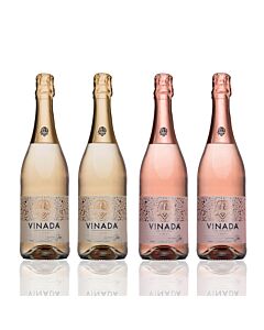 Vinada - Sparkling Gold & Rose Variety Pack - Zero Alcohol Wine - 750 mL (4 Glass Bottles)