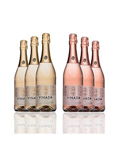 Vinada - Sparkling Gold & Rose Variety Pack  - Zero Alcohol Wine - 750 mL (6 Glass Bottles)