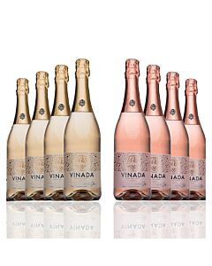 Vinada - Sparkling Gold & Rose Variety Pack - Zero Alcohol Wine - 750 mL (8 Glass Bottles)