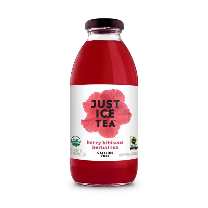 Just Ice Tea - Berry Hibiscus Herbal Tea (Caffeine Free) - 16 oz (12 Glass Bottles)