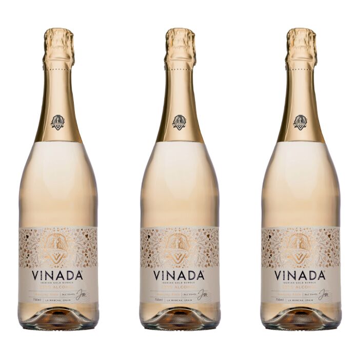 Vinada - Sparkling Gold - Zero Alcohol Wine - 750 mL (3 Glass Bottles)