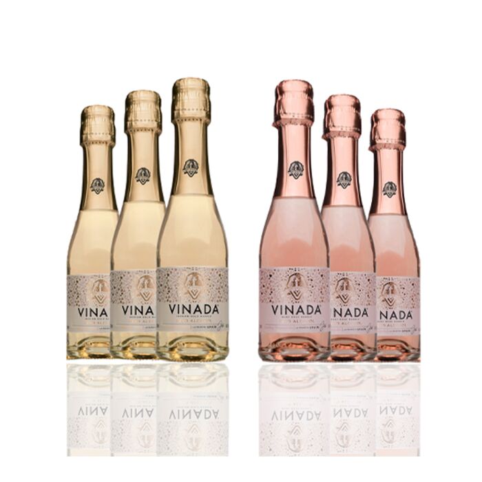 Vinada - Sparkling Gold & Rose Mini Variety Pack - Zero Alcohol - 200 mL (6 Glass Bottles)