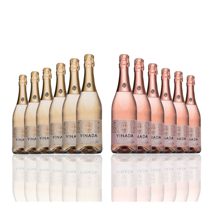 Vinada - Sparkling Gold & Rose Variety Pack - Zero Alcohol Wine - 750 mL (12 Glass Bottles)