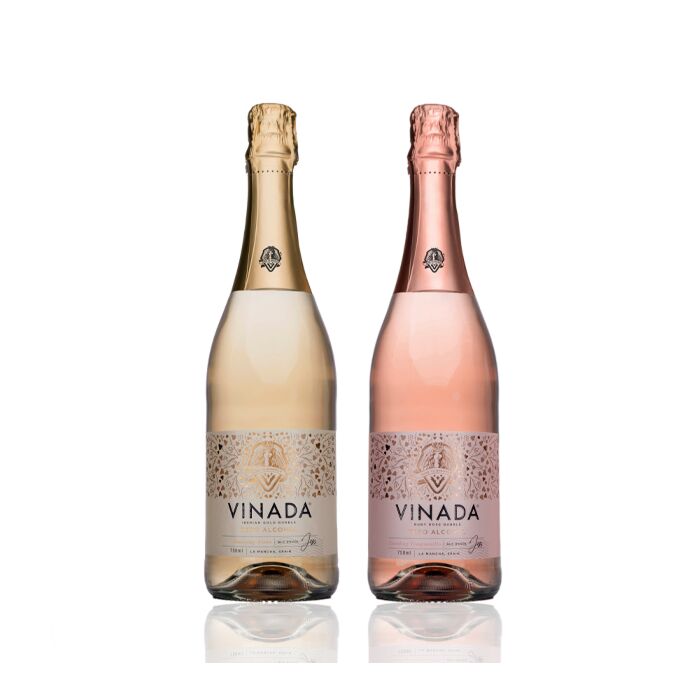 Vinada - Sparkling Gold & Rose Variety Pack - Zero Alcohol Wine - 750 mL (2 Glass Bottles)