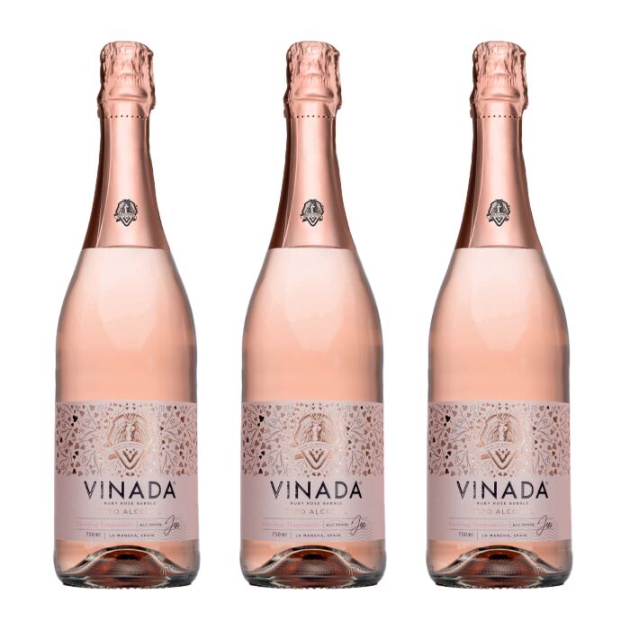 Vinada - Sparkling Rose - Zero Alcohol Wine - 750 mL (3 Glass Bottles)