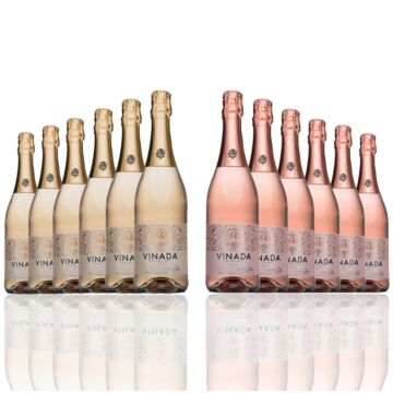 Vinada - Sparkling Gold & Rose Variety Pack - Zero Alcohol Wine - 750 mL (12 Glass Bottles)