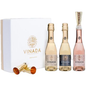 VINADA - Crispy Chardonnay, Sparkling Gold, Sparkling Rosé Gift Pack (Zero Alcohol) - 200 ml (3 Glass Bottles)