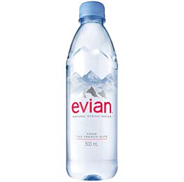 Evian - Spring Water - 500 ml (24 Plastic Bottles)