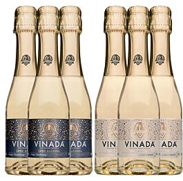 VINADA - Crispy Chardonnay and Sparkling Gold Variety Pack - Zero Alcohol Wine - 200 ml (6 Glass Bottles)
