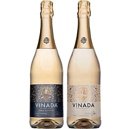 VINADA - Crispy Chardonnay and Sparkling Gold Variety Pack - Zero Alcohol Wine - 750 ml (2 Glass Bottles)
