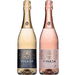 VINADA - Crispy Chardonnay and Sparkling Rose Variety Pack - Zero Alcohol Wine - 750 ml (2 Glass Bottles)