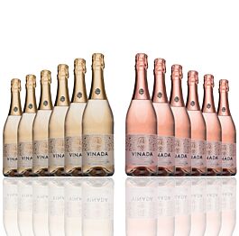 Vinada - Sparkling Gold & Rose Variety Pack - Zero Alcohol Wine - 750 mL (12 Glass Bottles)