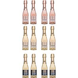 Vinada - Crispy Chardonnay, Sparkling Gold, Sparkling Rosé Variety Pack (Zero Alcohol) - 200 ml (12 Glass Bottles)