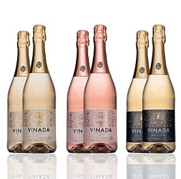 Vinada - Crispy Chardonnay, Sparkling Gold, Sparkling Rosé Variety Pack (Zero Alcohol) - 750 ml (6 Glass Bottles)